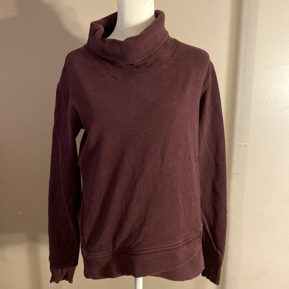 Lululemon Sz 6 Burgundy On The Double Pullover Sweatshirt Cowl Neck Athleisure